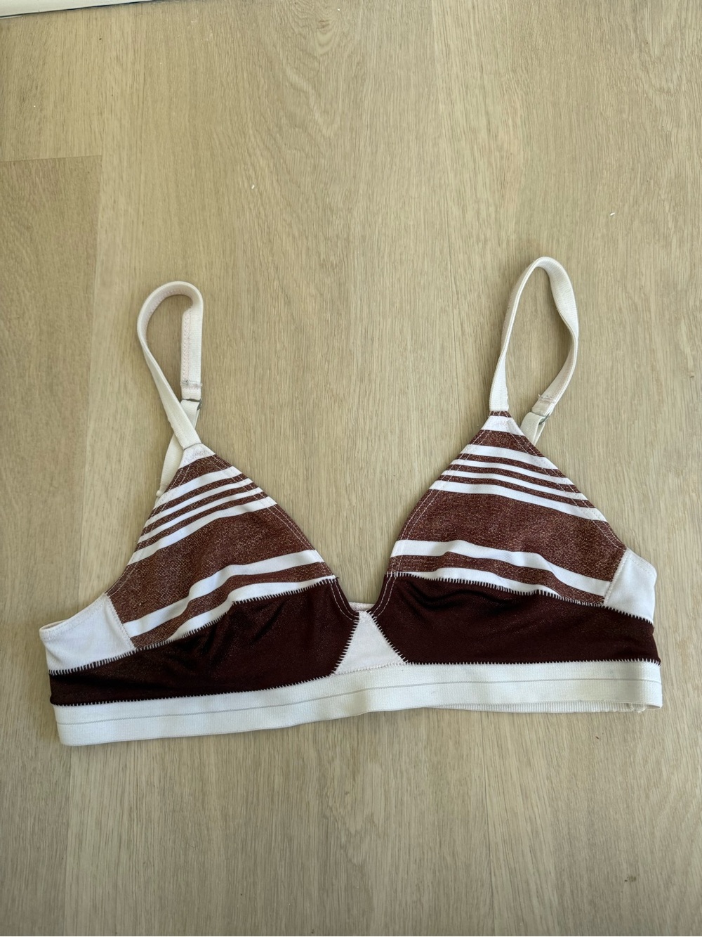 XiRENA Brown & Cream Striped Wireless Bralette